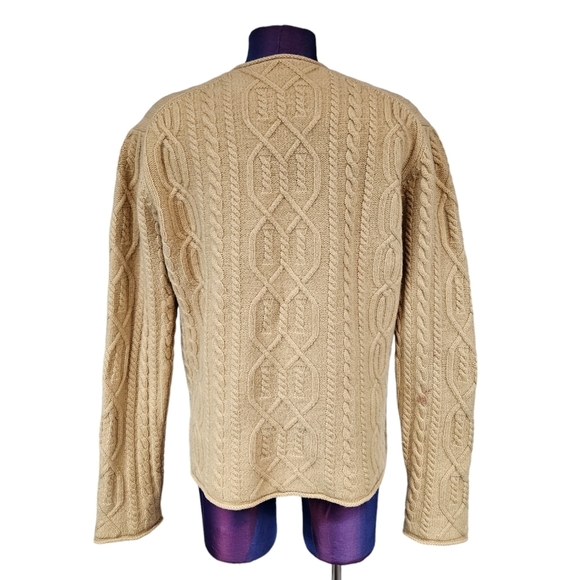 Vintage J. Crew 100% Lambswool Cable Knit V-Neck Sweater Size Large Women's O7 - Picture 7 of 10